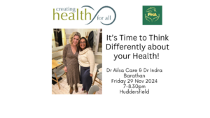 It’s Time to Think Differently about your Health! Friday 29 November, 7-8.30pm